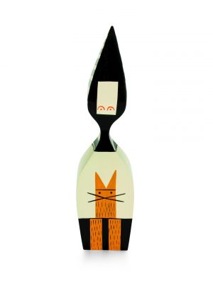 Vitra Wooden Doll No. 20 Holzfigur mit Katzenmotiv, dekorative Sammlerfigur aus Holz.